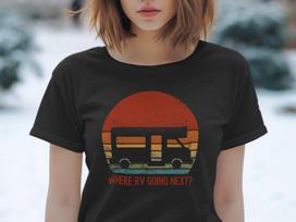 Vintage RV Camping T-Shirt, Where RV Going Next Graphic Tee, Retro Camper Shirt, Adventure Lover Gift, Road Trip Enthusiast Top 4XL