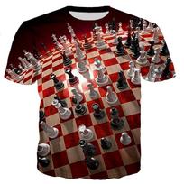 New Design Chess Graphics T-shirt Summer Leisure Fashion Men T-Shirts 3D Print Hip Hop Tees Round Neck Short Sleeve Street Tops XXS