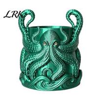 Decorative Desk Pen Holder 3D Printed Octopus Planter, Artistic Coastal Plant Pot, Tentacle Relief Vase Container for Cactus, Succulents, Unique