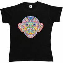 Indian Style Decorated Smiling Monkey Womens Boyfriend Fit T-Shirt XXL