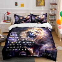 Lion Design with Biblical Verse Bedding Set Bedding set (1 duvet cover, 2 pillowcases, duvet not included) 135x200cm