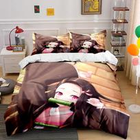 Anime Girl Print Bedding Set Bedding set (1 duvet cover, 2 pillowcases, duvet not included) 135x200cm