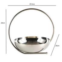 Circular Design Handheld Fruit Tray, Luxurious Large Stainless Steel Bowl, Tableware, Living Room Desktop Decoration Ornaments