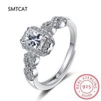 Real 1-3ct D Big Moissanite Diamond Wedding Halo Adjustable Rings for Women 925 Silver Luxury Fine Jewelry resizable