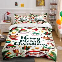 Christmas Bedding Set with Santa & Reindeer Bedding set (1 duvet cover, 2 pillowcases, duvet not included) 135x200cm
