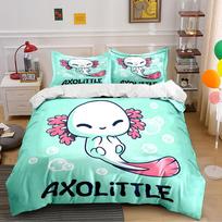 Cute Axolotl Bedding Set in Mint Green Bedding set (1 duvet cover, 2 pillowcases, duvet not included) 135x200cm