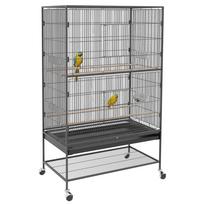 Bird Cage incl. Perches, Bird Toy, Removable Floor Tray, 1 Shelf, Grey 94 x 57 x 153 cm pilka