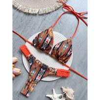 Print Halter Mini Thong High Cut Bikini Female Swimsuit Women Swimwear Two-pieces Bikini set Bather Bathing Suit Swim S
