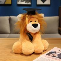 Cute Dr. Elephant Fox Doll Plush Toy Dr. Hat Lion Doll Ragdoll Graduation Commemorative Gift 28cm（0.22kg）