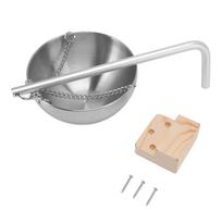 Sauna Bowl Sauna Aromatherapy Oil Bowl Sauna Bowl Stainless Steel Hanging Aromatherapy Oil Cup with Wooden Block for Sauna Room