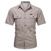 Summer Hiking Hunting Shirts Short Sleeve Combat Tactical Shirt Quick-Dry camping Fishing Shirts Male Hunting Climbing Outfit M smėlis