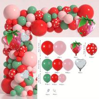 130pcs Red and Green Strawberry Balloon Arch Kit Berry Sweet Birthday Party Decorative Wreath Suitable for Birthday Parties PROM Other