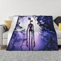 Siren Head in Purple Horror Background Fleece Throw Blanket Scary Game Blanket for Bedding Bedspread Soft Quilt Multifunction 75x90cm