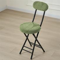 Solid Color Folding Stool Cover Stretch Round Chair Slipcover Household Backrest Chair Covers for Dining Room Office 1PC