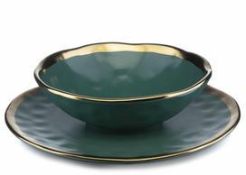 Zestaw Ośmiu Talerzy Lissa Green Gold