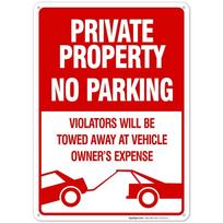 DORA Tin Sign Private Property No Parking Violators Will Be Towed Away Sign Outdoor Warning Decor Plaque Metal Yard Sign for Property Safety 20x30cm（7.8x11.8inch）