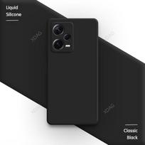 Paprastas telefono dėklas, skirtas Redmi Note 12 Pro Plus Pro+ Turbo 12S 12T 12R Pro Speed Discovery 5G, kvadratinis, skystas silikonas, minkštas galinis dangtelis Redmi Note 12 Turbo black