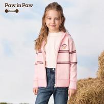 PawinPaw Girls' Cartoon Bear Hooded Knit Cardigan 130 rožinė