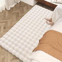 DeXi Bedside Rug, Bedroom Long Strip Bed Mat, Rabbit Fur Plush Carpet, Non-Slip, 60x160cm