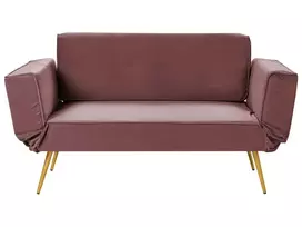 Išskleidžiama sofa 2 asmenims SAARELA, weliūras, rožinė