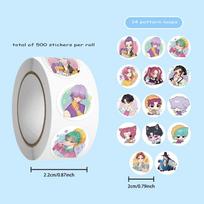 500pcs per roll of KPop anime Devil Hunter stickers per roll DIY scrapbook sealing sticker decoration waterproof mobile phone