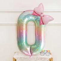 Shicai Rainbow Number Balloon Bowknot Boy Girl Birthday Gift First Birthday Scene Decoration Photo Prop 0