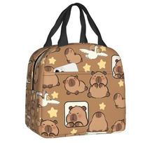Custom Capybara Comic Manga Insulated Lunch Bags for Work School Waterproof Cooler Thermal Lunch Box Women Kids One Size