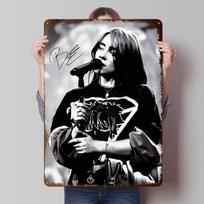 Billie Eilish Tinplate Posters Customizable Wall Art Retro Vintage Metal Signs for Home Room Garage Decoration Aesthetic Garden 20X30CM