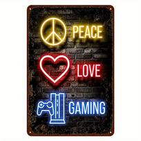 Clysla Vintage Game Tin Sign - Retro Neon Peace & Love Gaming Wall Decor, Iron Metal Plaque with  CLYSLA  Text, Wall-Mounted for 20X30CM