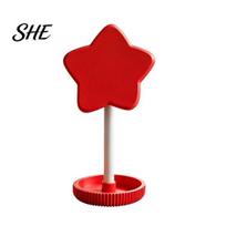 Compact Headset Stand for Desk Cute Star Headphone with Storage Tray, 3D Printed PLA Hanger & Design Rack Organizer, Macaron Color Gaming Office raudona