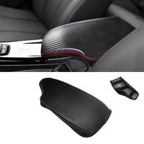 Minkštos anglies tekstūros odos centrinio porankio dangtelis BMW 3 serijos F30 2013 - 2017 2018 automobiliui, centrinės konsolės porankio dėžutės dangtelio apdaila LHD red line