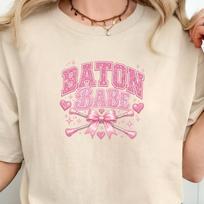 Baton Babe Shirt, Baton Girl Tee, Majorette Shirt, Coquette Twirl Team Shirt, Baton Twirling Tee L
