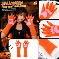 Halloween Silicone Gloves with Pads, Long Tips for Scary Costume oranžinė