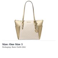 MICHAEL KORS Charlotte Coated Canvas Tote Bag, Shopping Bag, Shoulder Bag Large Womens Light Gold 35F4GCFT3V-PALEGOLD One Size 1 šviesiai aukso spalvos