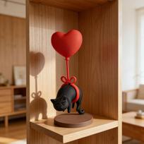 3D Printed Suspended Cat Heart Balloon Home Decoration Unique Romantic Decor for Bedroom Party Anniversary Events 1PC