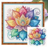 Still Life Full 11CT DIY Stamped Cross Stitch Kits for Adults Home Decor Embroidery Needlepoint Starter Kits 17.72x17.72in