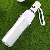 1pc-Korean Transparent Umbrella Folding Automatic Open And Close Umbrella Mori Three-fold Student Sunny Umbrella (as the picture,iron&8K)