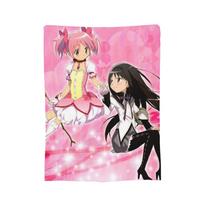 Puella Magi Madoka Magica Coral Fleece Plush Throw Blanket Magic Girl Cartoon Blanket for Bed Office Lightweight Thin Bed Rug, 75x90cm