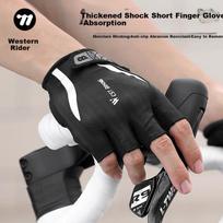 Bicycle Riding Gloves, Thickened Shock-Absorbing Half-Finger Gloves, Breathable Short Finger Gloves, Unisex Gloves for Men And Women, Black, M