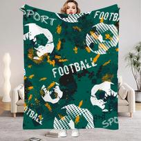 1 vnt. flaneliniai pledai Spalvoti su futbolo raštu Kokybiškas minkštas šiltas pledas Žiemai Vaikams Berniukams Sofai Lovai Purus lovatiesis 75x90cm