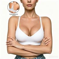 Women Seamless Wireless Gathered Bra Invisible Back Anti Sagging Comfort Lingerie S balta