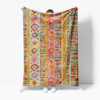 Vibrant Watercolor Geometric Patchwork Blanket Bohemian Throw Blanket Colorful Square Blanket Home Decor Gift Idea 75x90cm