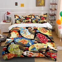 Floral Fan Pattern Bedding Set Bedding set (1 duvet cover, 2 pillowcases, duvet not included) 135x200cm