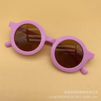 Kids Round Frame UV400 Sunglasses Outdoor Play Stage Performance Toddler Sun Protection Eyewear In Pastel Colors Grape Purple