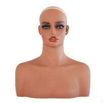 Mannequin Head with Shoulders Smooth Jewelry Display Bust Realistic Hairpiece for