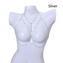 Metal Ladies Body Chain Sexy Style Hollow Bikini Ladies Breast Chain Body Chain 28 sidabras
