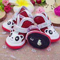 Cute Panda Pet Shoes For Puppies Little Small Dogs Summer Breathable New Cat Boots Footwear Accessories For Yorkshire Products (Red,1)