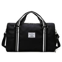 Womens Yoga Gym Bag With Wet Dry Compartment Shoe Pocket Travel Duffel Oxford Fabric Lightweight Shoulder Tote Black