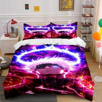 Anime-Inspired Purple Lightning Bedding Set Bedding set (1 duvet cover, 2 pillowcases, duvet not included) 135x200cm