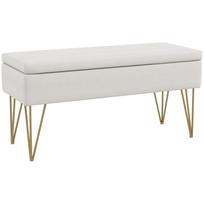 Storage Bed Bench, Thick Padding, Breathable Fabric, Steel Legs, 100x40x49 cm, Cream 100 x 40 x 49 cm